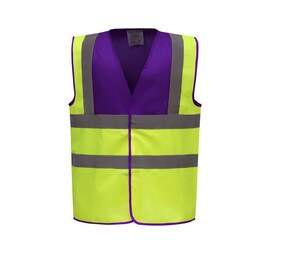 Yoko YK100 - Kids hi vis 2 b&b waistcoat (HVW100CH) Purple/Hi Vis Yellow