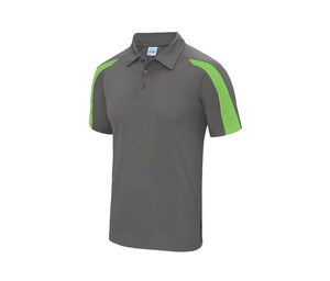 JUST COOL JC043 - CONTRAST COOL POLO Charcoal/ Lime Green